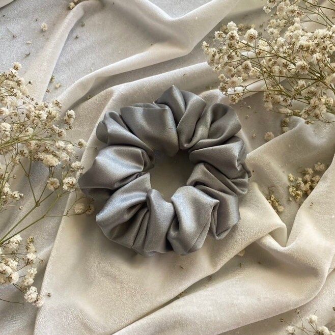 Satin Grey Scrunchie